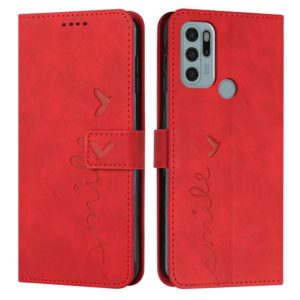 For Motorola Moto G60S Skin Feel Heart Pattern Leather Phone Case(Red) (OEM)
