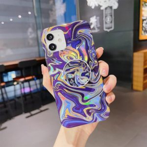For iPhone 11 Pro Max Laser Glitter Watercolor Pattern Shockproof Protective Case (FD4) (OEM)