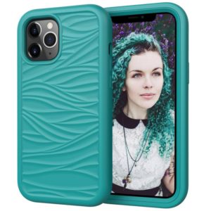 For iPhone 12 Pro Max Wave Pattern 3 in 1 Silicone+PC Shockproof Protective Case(Dark Sea Green) (OEM)