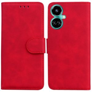 For Tecno Camon 19 Pro 5G Skin Feel Pure Color Flip Leather Phone Case(Red) (OEM)