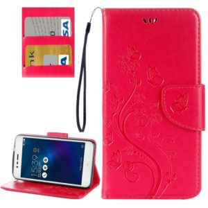 For Asus Zenfone 3 Max / ZC520TL Butterflies Love Flowers Embossing Horizontal Flip Leather Case with Holder & Card Slots & Wallet & Lanyard(Magenta) (OEM)
