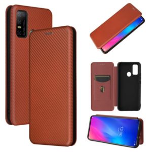 For DOOGEE N30 Carbon Fiber Texture Horizontal Flip TPU + PC + PU Leather Case with Card Slot(Brown) (OEM)