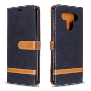 For LG K51 Color Matching Denim Texture Horizontal Flip Leather Case with Holder & Card Slots & Wallet & Lanyard(Black) (OEM)