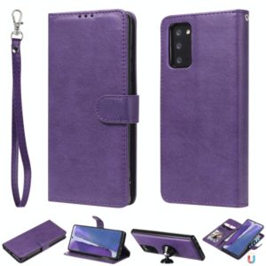 For Samsung Galaxy Note 20 Ultra 2 in 1 Solid Color Detachable PU Leather Case with Card Slots & Magnetic Holder & Photo Frame & Wallet & Strap(Purple) (OEM)