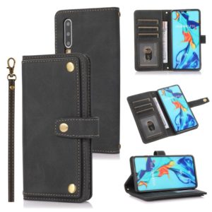 For Huawei P30 PU + TPU Horizontal Flip Leather Case with Holder & Card Slot & Wallet & Lanyard(Black) (OEM)