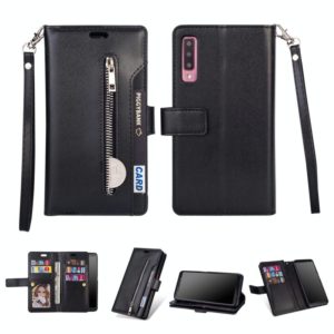 For Samsung Galaxy A50 / A50s / A30s Multifunctional Zipper Horizontal Flip Leather Case with Holder & Wallet & 9 Card Slots & Lanyard(Black) (OEM)