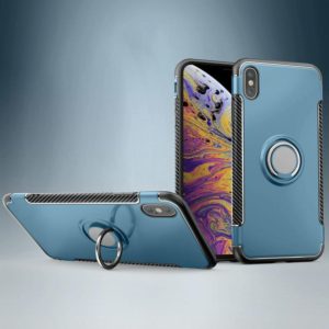 For iPhone XS Max Magnetic 360 Degrees Rotation Ring Armor Protective Case(Navy Blue) (OEM)