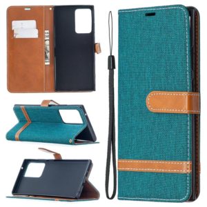 For Samsung Galaxy Note20 Ultra Color Matching Denim Texture Horizontal Flip Leather Case with Holder & Card Slots & Wallet & Lanyard(Green) (OEM)
