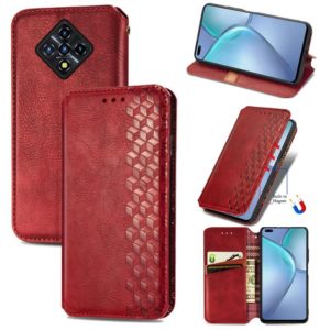For Infinix Zero 8 Cubic Grid Pressed Horizontal Flip Magnetic Leather Case with Holder & Card Slots & Wallet(Red) (OEM)