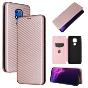 For Motorola Moto G Play (2021) Carbon Fiber Texture Horizontal Flip TPU + PC + PU Leather Case with Card Slot(Pink) (OEM)