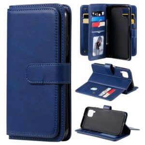 For Huawei P40 Lite Multifunctional Magnetic Copper Buckle Horizontal Flip Solid Color Leather Case with 10 Card Slots & Wallet & Holder & Photo Frame(Dark Blue) (OEM)