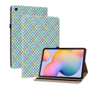 For Samsung Galaxy Tab S6 Lite Color Weave Smart Leather Tablet Case(Rainbow) (OEM)