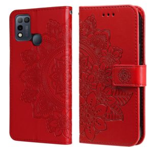 7-petal Flowers Embossing Pattern Horizontal Flip PU Leather Case with Holder & Card Slots & Wallet & Photo Frame For Infinix Smart 5 / Hot 10 Lite / X657(Red) (OEM)