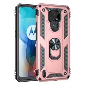 For Motorola Moto E7 Shockproof TPU + PC Protective Case with 360 Degree Rotating Holder(Rose Gold) (OEM)