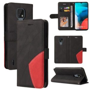 For Motorola Moto E7 Dual-color Splicing Horizontal Flip PU Leather Case with Holder & Card Slots & Wallet(Black) (OEM)