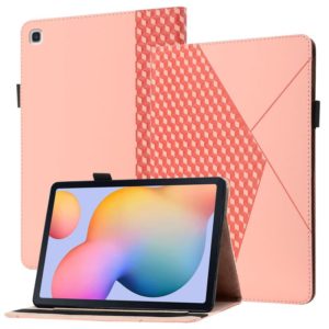 For Samsung Galaxy Tab S6 Lite SM-P610/T615 Rhombus Skin Feel Horizontal Flip Tablet Leather Case with Card Slots & Holder(Rose Gold) (OEM)