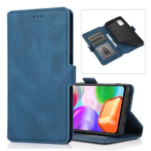 For Samsung Galaxy A41 Retro Magnetic Closing Clasp Horizontal Flip Leather Case with Holder & Card Slots & Photo Frame & Wallet(Navy Blue) (OEM)