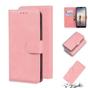 For Huawei P20 lite Skin Feel Pure Color Flip Leather Phone Case(Pink) (OEM)