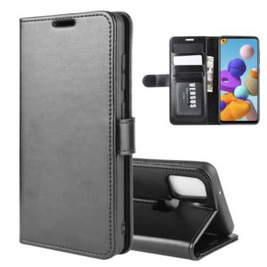 For Galaxy A21s R64 Texture Single Horizontal Flip Protective Case with Holder & Card Slots & Wallet& Photo Frame(Black) (OEM)