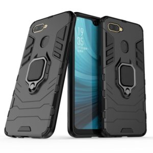 For OPPO A7 / A12 Shockproof PC + TPU Protective Case with Magnetic Ring Holder(Black) (OEM)