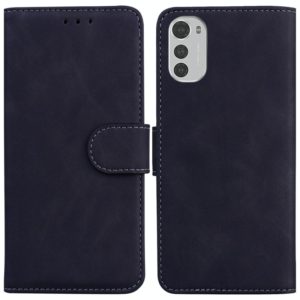 For Motorola Moto E32 Skin Feel Pure Color Flip Leather Phone Case(Black) (OEM)