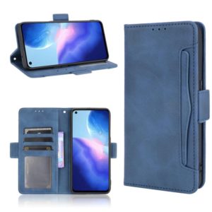 For OPPO Reno5 4G Skin Feel Calf Pattern Horizontal Flip Leather Case with Holder & Card Slots & Photo Frame(Blue) (OEM)