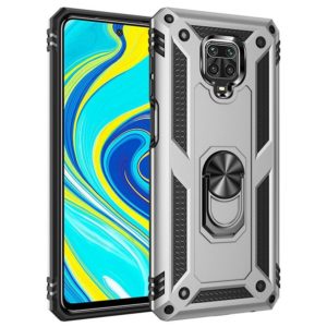 For Xiaomi Redmi Note 9 Pro Shockproof TPU + PC Protective Case with 360 Degree Rotating Holder(Silver) (OEM)