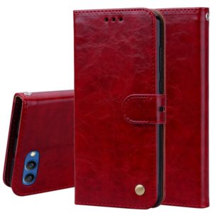 Business Style Oil Wax Texture Horizontal Flip Leather Case for Huawei Honor 10, with Holder & Card Slots & Wallet(Red) (OEM)