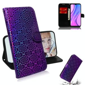 For Xiaomi Redmi 9 Solid Color Colorful Magnetic Buckle Horizontal Flip PU Leather Case with Holder & Card Slots & Wallet & Lanyard(Purple) (OEM)