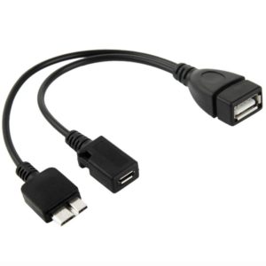 USB AF to Micro USB 3.0 + Micro USB 2.0 Cable for Galaxy Note III / N9000, Length: 20cm (Black) (OEM)
