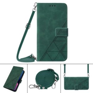 For Motorola Edge 20 Crossbody 3D Embossed Flip Leather Phone Case(Dark Green) (OEM)