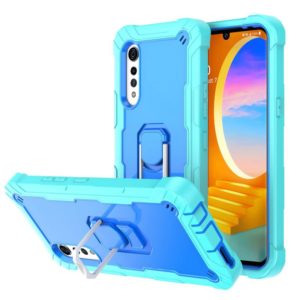 For LG Velvet PC + Rubber 3-layers Shockproof Protective Case with Rotating Holder(Mint Green + Blue) (OEM)