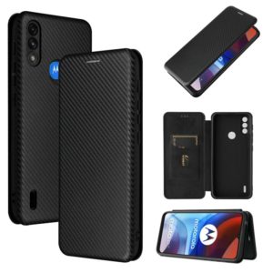 For Motorola Moto E7 Power Carbon Fiber Texture Horizontal Flip TPU + PC + PU Leather Case with Card Slot(Black) (OEM)