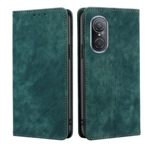 For Huawei Nova 9 SE 4G RFID Anti-theft Brush Magnetic Leather Phone Case(Green) (OEM)