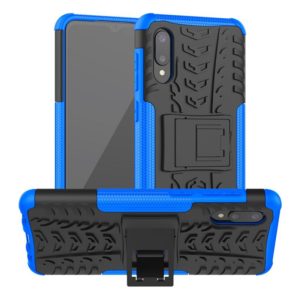 For Samsung Galaxy A02(EU Version) Tire Texture Shockproof TPU+PC Protective Case with Holder(Blue) (OEM)