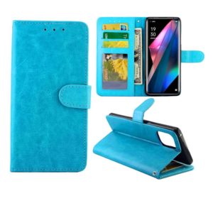 For OPPO Find X3/Find X3 Pro Crazy Horse Texture Leather Horizontal Flip Protective Case with Holder & Card Slots & Wallet & Photo Frame(baby Blue) (OEM)