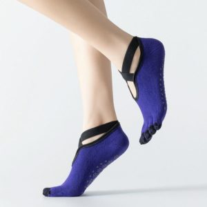 Professional Yoga Socks Non-Slip Five-Finger Split Toe Strap Ballet Dance Cotton Socks, Size: One Size(Dark Blue) (OEM)