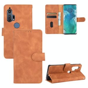 For Motorola Moto Edge Plus Solid Color Skin Feel Magnetic Buckle Horizontal Flip Calf Texture PU Leather Case with Holder & Card Slots & Wallet(Brown) (OEM)