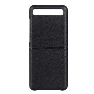 For Galaxy Z Flip Litchi Texture Leather Folding Protective Case(Black) (OEM)