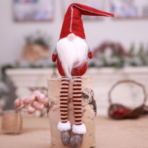 Cute Sitting Faceless Long-legged Elf Doll Christmas Decoration(Red) (OEM)