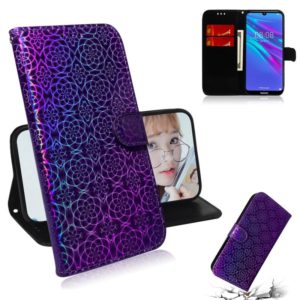 For Huawei Y6 2019 Solid Color Colorful Magnetic Buckle Horizontal Flip PU Leather Case with Holder & Card Slots & Wallet & Lanyard(Purple) (OEM)