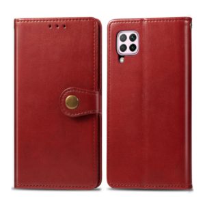 For Huawei P40 Lite/Nova 7i/Nova 6se Retro Solid Color Leather Buckle Phone Case with Lanyard & Photo Frame & Card Slot & Wallet & Stand Function(Red) (OEM)