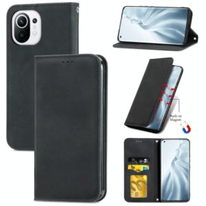 For Xiaomi Mi 11 Retro Skin Feel Business Magnetic Horizontal Flip Leather Case With Holder & Card Slots & Wallet & Photo Frame(Black) (OEM)