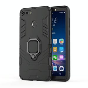 PC + TPU Shockproof Protective Case for Huawei Y9 2018, with Magnetic Ring Holder (Black) (OEM)