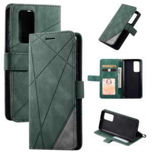 For Huawei P40 Skin Feel Splicing Horizontal Flip Leather Case with Holder & Card Slots & Wallet & Photo Frame(Green) (OEM)