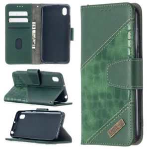 For Huawei Y5(2019) Matching Color Crocodile Texture Horizontal Flip PU Leather Case with Wallet & Holder & Card Slots(Green) (OEM)