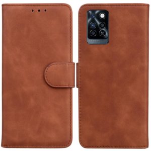 For Infinix Note 10 Pro X695 Skin Feel Pure Color Flip Leather Phone Case(Brown) (OEM)