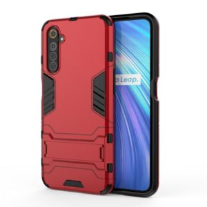 For OPPO Realme 6 PC + TPU Shockproof Protective Case with Invisible Holder(Red) (OEM)
