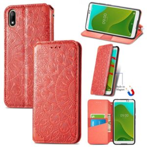For Wiko Jerry 4 Blooming Mandala Embossed Pattern Magnetic Horizontal Flip Leather Case with Holder & Card Slots & Wallet(Red) (OEM)