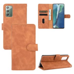 For Samsung Galaxy Note20 Solid Color Skin Feel Magnetic Buckle Horizontal Flip Calf Texture PU Leather Case with Holder & Card Slots & Wallet(Brown) (OEM)
